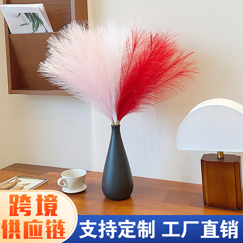 새로운 국경 공급 5 포크 팜파스 잔디 시뮬레이션 리드 결혼식 말린 꽃 소품 홈 장식 영원한 꽃