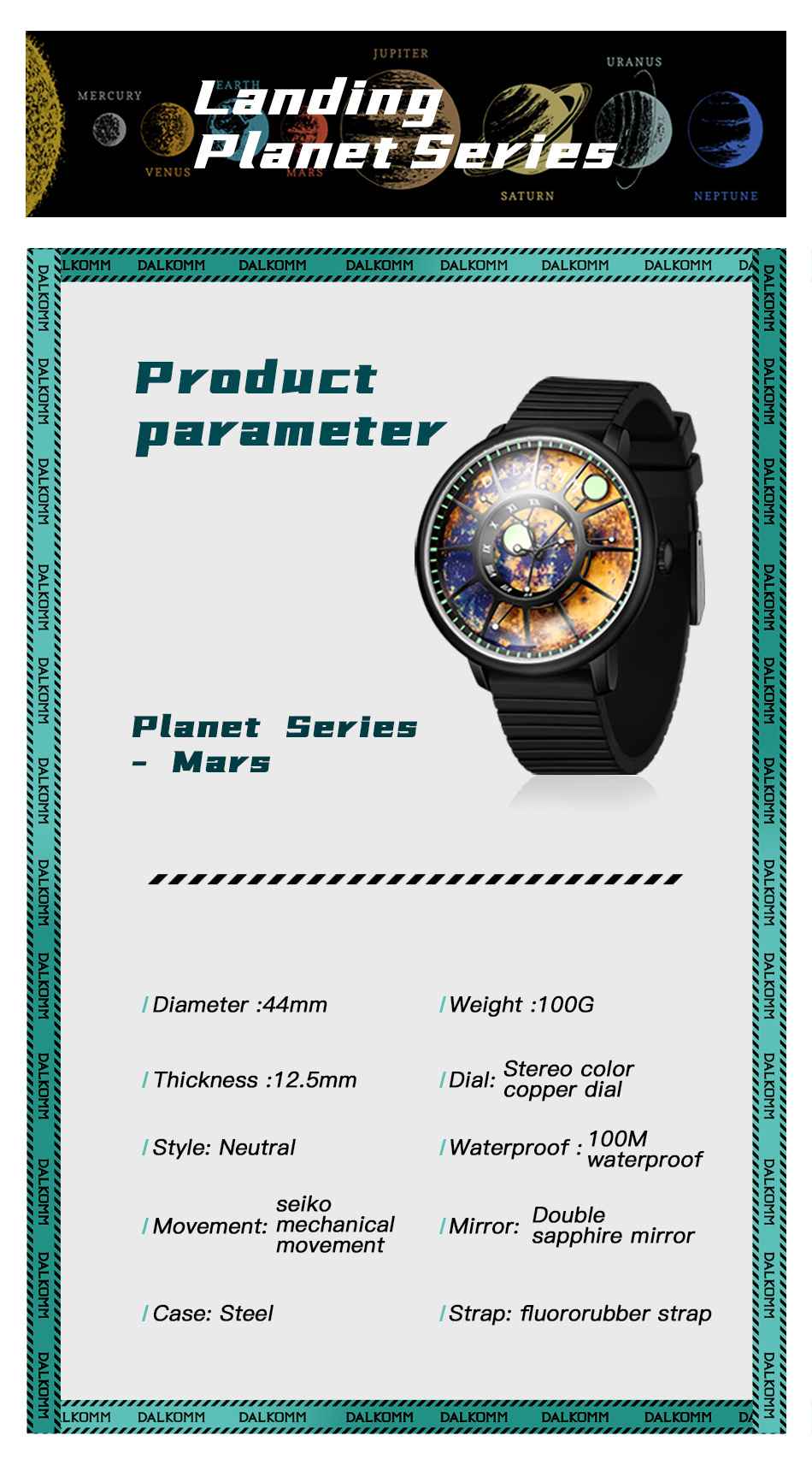 Đồng hồ nam automatic cơ khí chống nước G7008 — Dây đeo cà phê đen, Vỏ đen Mặt đỏ Đai đen, Vàng Shell đỏ mặt dải, Blue Shell Blue mặt dải màu xanh chi tiết 9