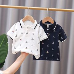 哈唯嘉-単色の小さい帆船のかっこいい子供のtシャツの男性の半袖
