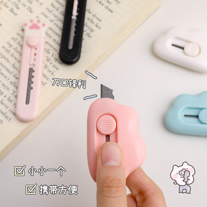 Cuchillo de dibujos animados creativo lindo dibujos animados cuchillo de corte de papel portátil cuchillo de cuentas de mano nube gato