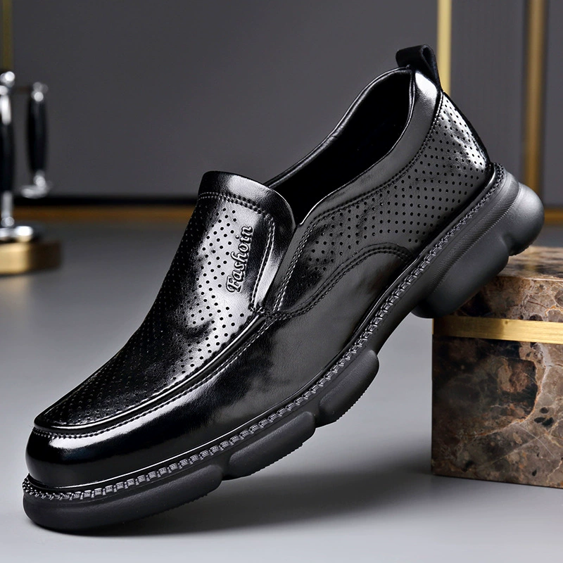 Кожаная обувь мужская бизнес повседневная кожаная обувь одна педаль модная мужская обувь 2025 новая английская обувь Lefu