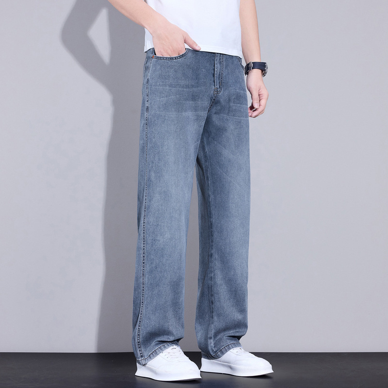 2026 New Trendy Men's Jeans Summer Thin Casual Loose Straight Pants Men's Cool Outdoor Long Pants