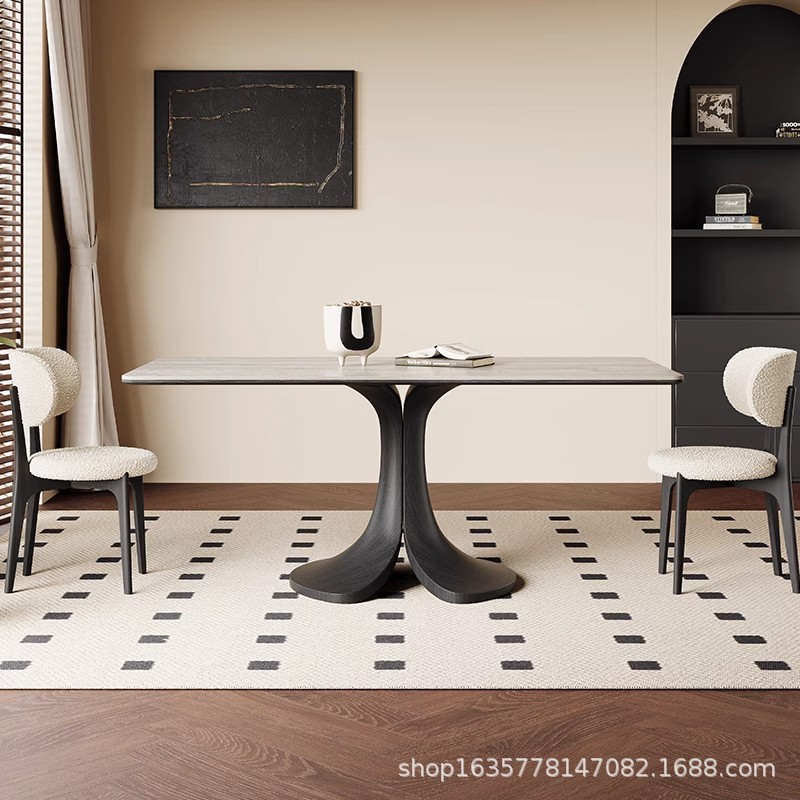Mesa de comedor de madera maciza negra de estilo antiguo, sala de estar rectangular, hogar, apartamento pequeño, mesa de comedor de madera de roble retro francés
