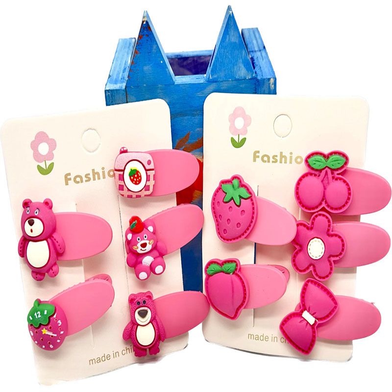 Bebé Super lindo Oso de fresa de dibujos animados horquilla accesorios para el cabello de las niñas Bangs clip tocado horquilla de las niñas BB clip