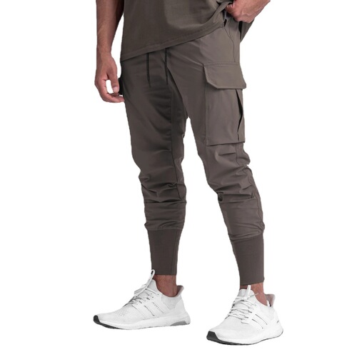 Crazy muscular men's sports and leisure trousers fitness elastic woven running training leg drawstring sweatpants cross-border