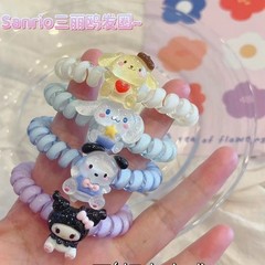 可愛三麗鷗彩色電話線發圈ins網紅卡通情侶閨蜜手鍊日韓學生髮飾