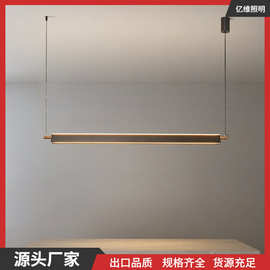 上下发光餐吊灯极简一字餐厅吊灯现代简约led金色长条灯现货