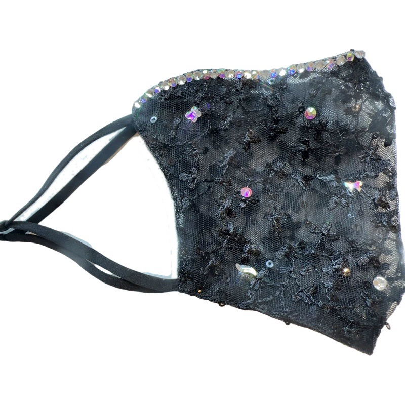 lace nail sequins, medical mask, veil