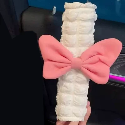 Car seat belt shoulder pad bow puffer four seasons cute universal premium safety belt shoulder pad (Seat belt shoulder pad) - puff-shoulder-pads-pink-big-butterfly