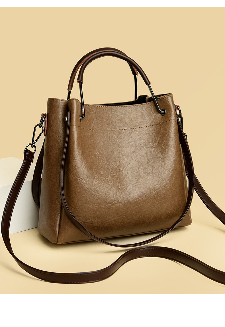 Women's handbag retro fashion bucket bag versatile commuter large capacity shoulder messenger bag_voghion.com