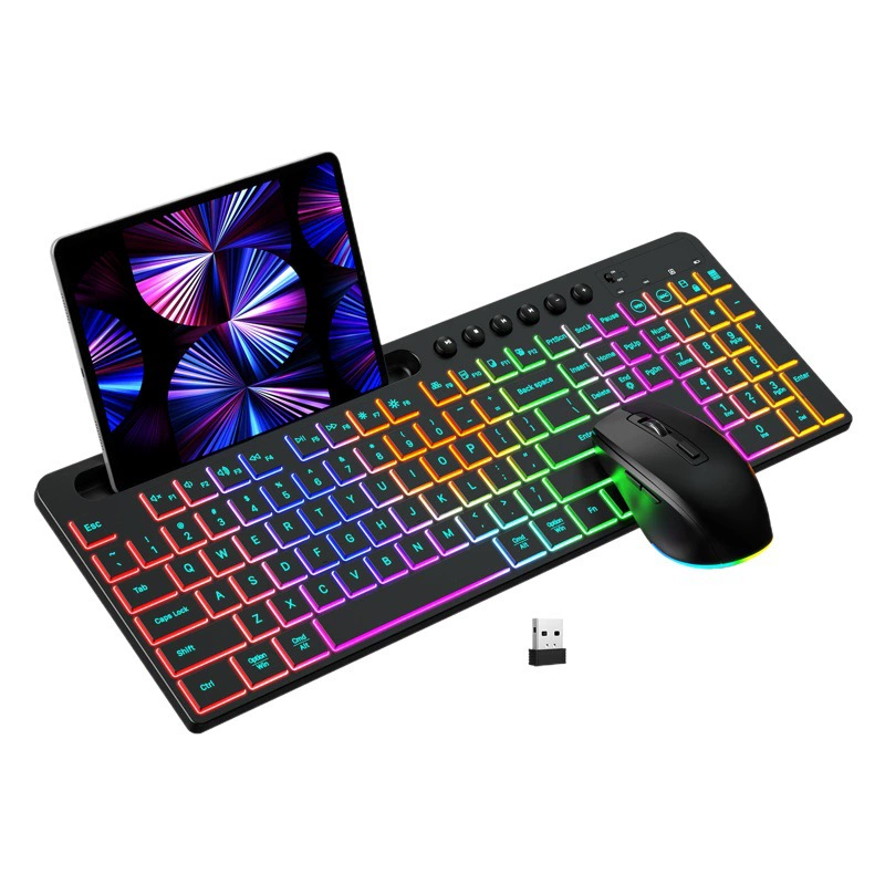 2,4G беспроводной набор клавиатуры и мыши, бесшумная светящаяся эргономичная деловая офисная мышь и набор клавиатуры с слотом для карт