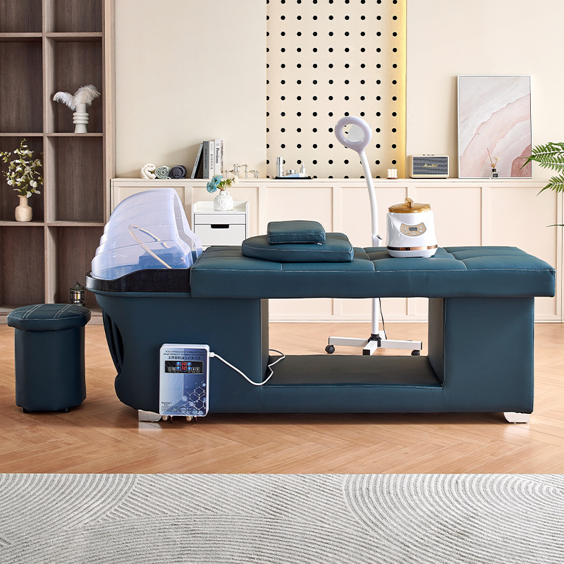 Terapia de cabeza tailandesa circulación de agua cama de champú peluquería especial salón de belleza oído recogiendo masaje de fumigación con calentador de agua