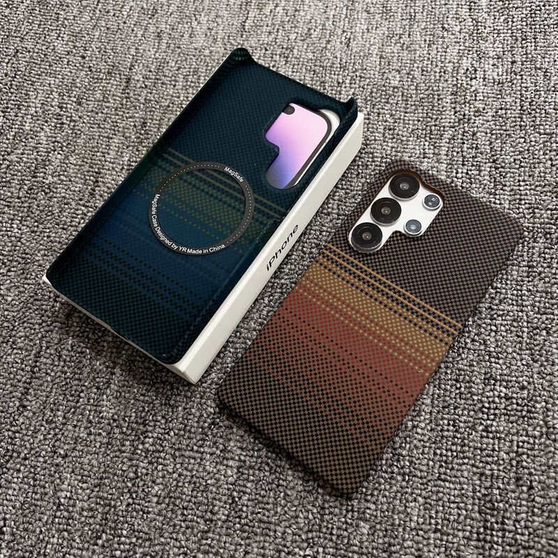 Suitable for Samsung S26Uitra Kevlar Half-Pack Magnetic Phone Case S25P Carbon Fiber Anti-Fall S24U Protective Case
