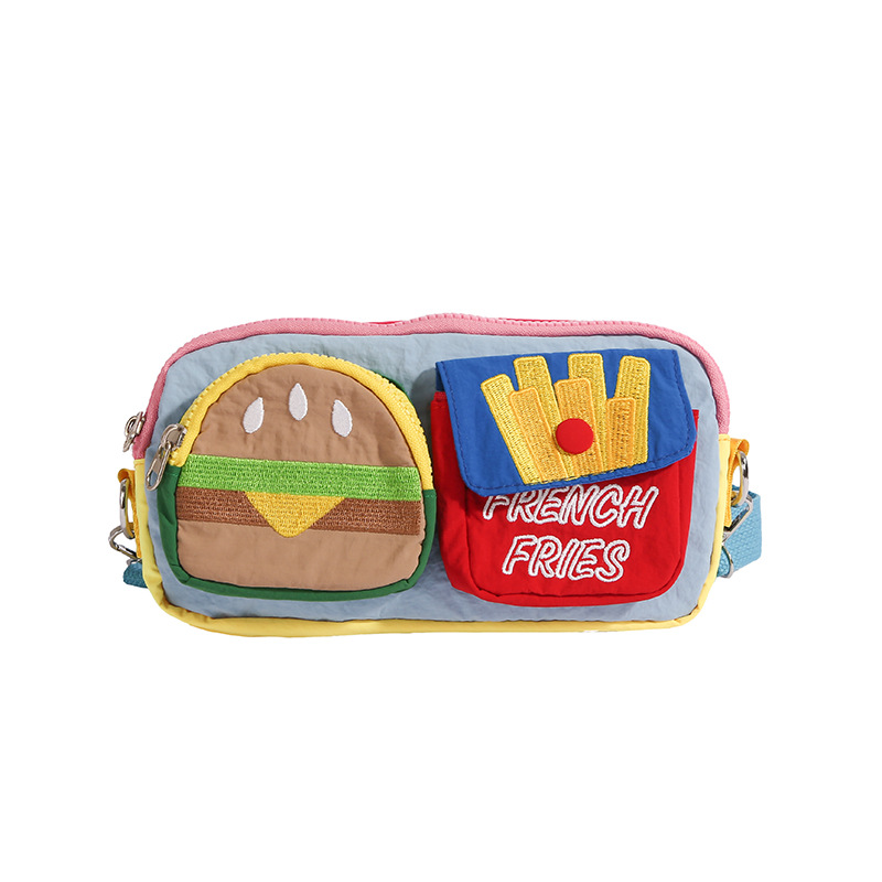 Caricatura lindas bolsas de hombro para niños, hamburguesas, papas fritas, bolsas de mochila para niños, nuevos bolsos de comercio exterior para niños