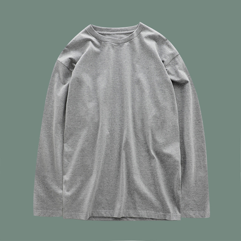 Solid color basic style: 2022 Autumn new collection, pure cotton soft and skin-friendly base, pure cotton long-sleeved T-shirt, trendy top for men pic 15