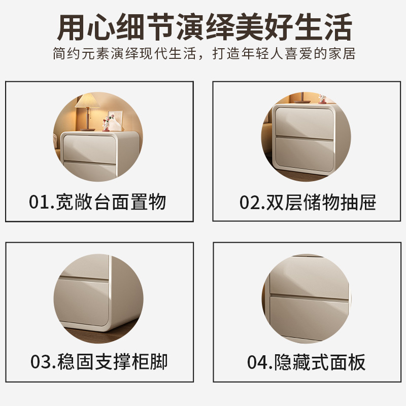 Mesita de noche dormitorio multifuncional luz lujo madera maciza cajón creativo mesita de noche estilo crema almacenamiento pequeño gabinete