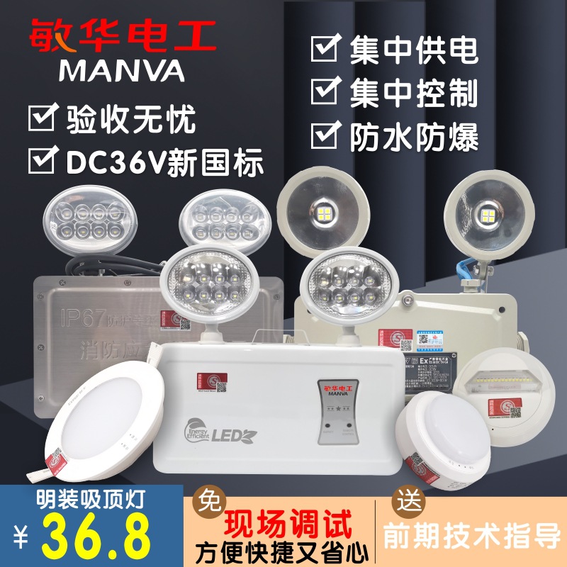 Man Wah DC36VA Focus power supply control fire control Meet an emergency Lighting intelligence explosion-proof Double head Ceiling Down lamp