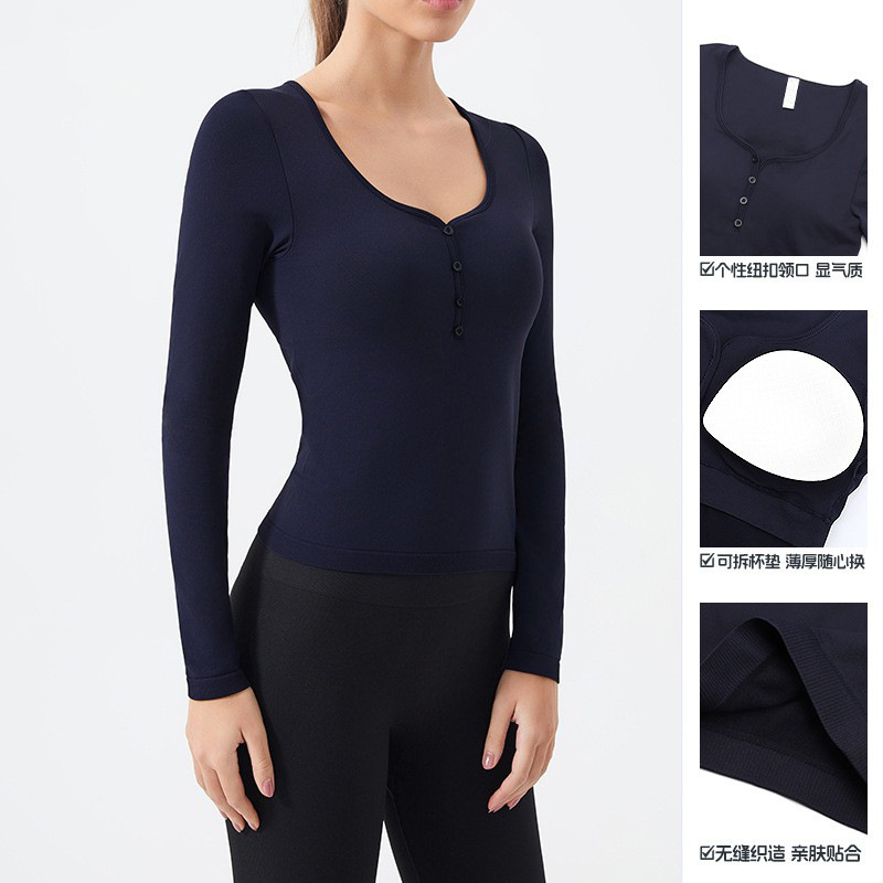피트니스 의류 여성용 긴팔 스포츠 상의 슬림 러닝 티셔츠 타이트 핏 네트 셀러브리티 요가 의류 헨리 칼라