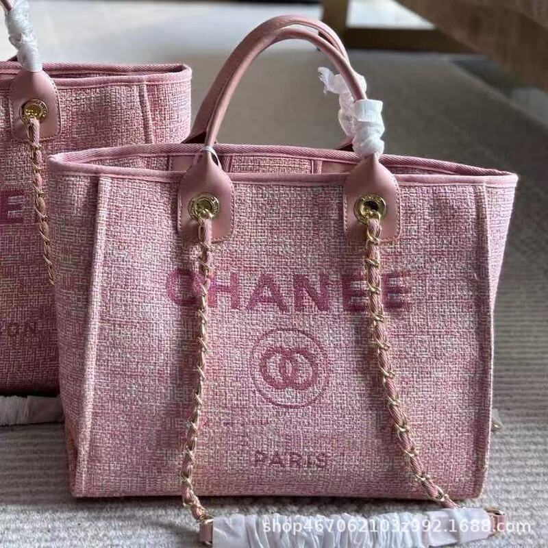 クラシックレタービーチバッグ刺繍リネンキャンバスママバッグショッピングバッグ大容量外国風キャンディーカラー|undefined
