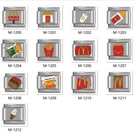 时尚经典可乐薯条系列组合手链不绣钢9MM鸡米花DIY汉堡甜桶手工