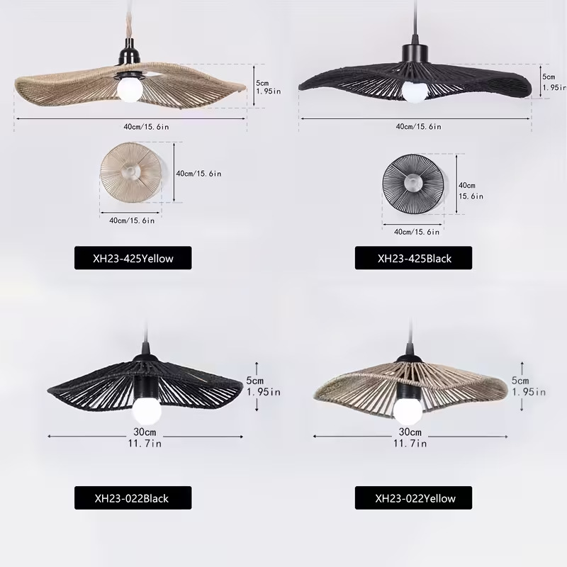 Trenzado transfronterizo lámpara de lámpara de bar restaurante sala de té zen vivienda creativa estilo artístico sombrero de paja lámpara de lámpara