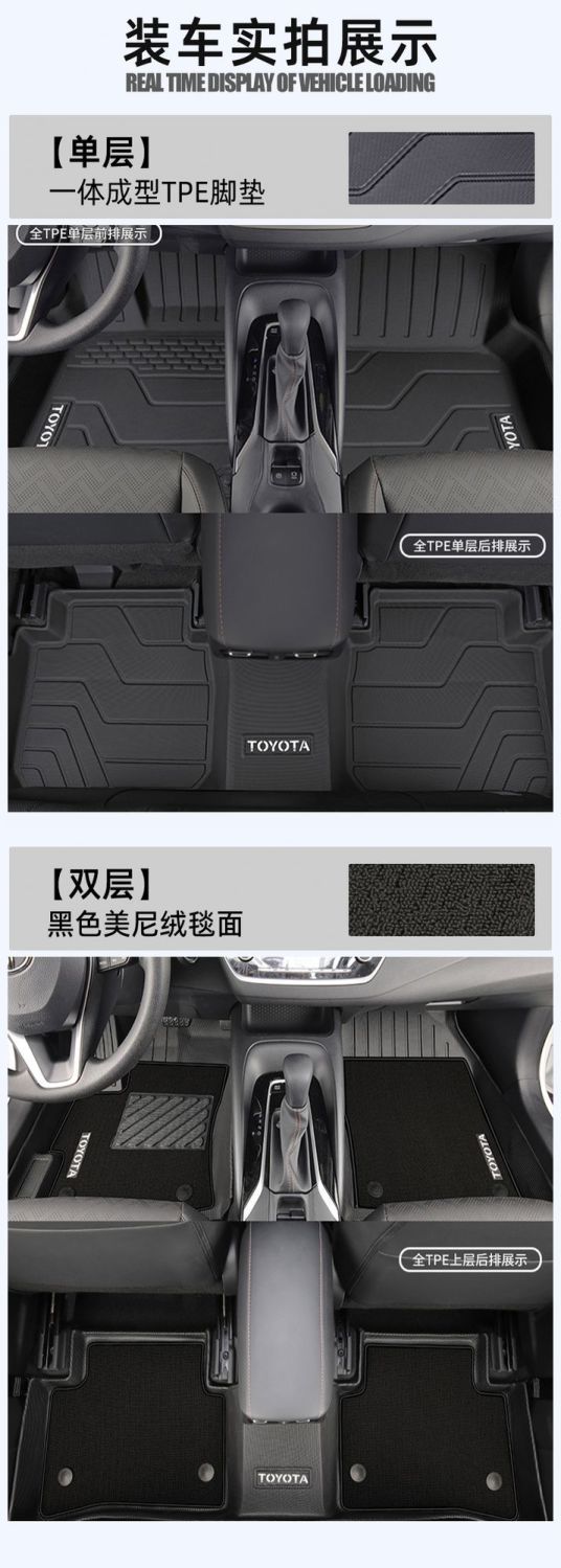 Suitable for Toyota Leiling Foot Pad TPE Car Foot Pad Dual Engine Hybrid Rear 23 19 Surrounding Car Foot Pad