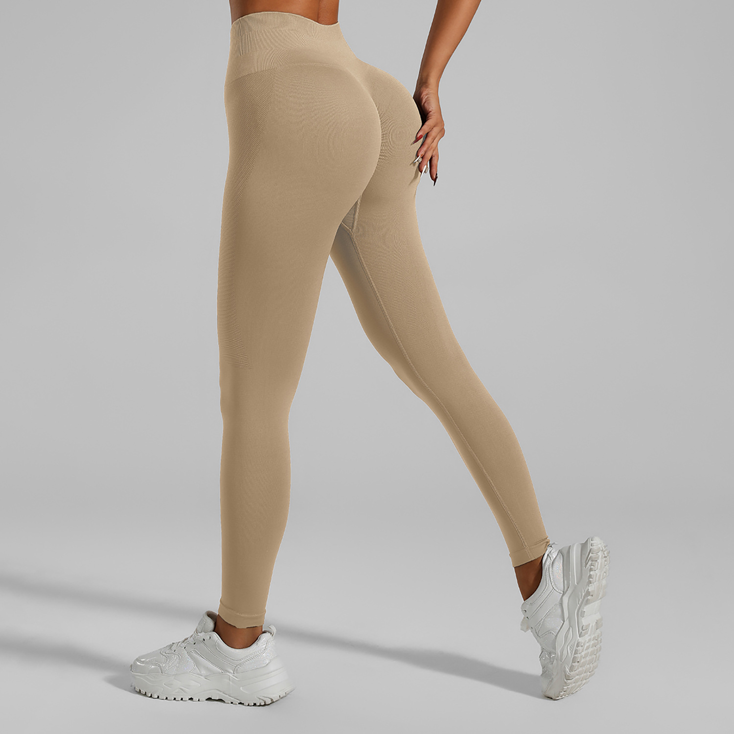 Transfronterizo nuevo apretado de cintura alta Pantalones deportivos de levantamiento de cadera de las mujeres pantalones de fitness deportes Peach Hip nude yoga pantalones de las mujeres