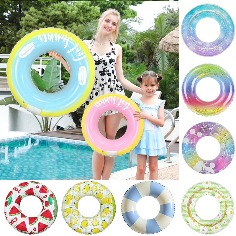 Nuevo estilo de flotador de natación para padres e hijos, flotador de dibujos animados de doble airbag para axilas, flotador inflable ecológico y grueso para exteriores.