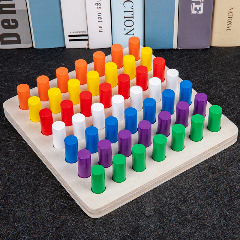 Montessori color dedo tablero del rasguño sensorial madera enchufe palo inteligencia desarrollo manos-en el cerebro color resolución enseñanza ayudas al por mayor