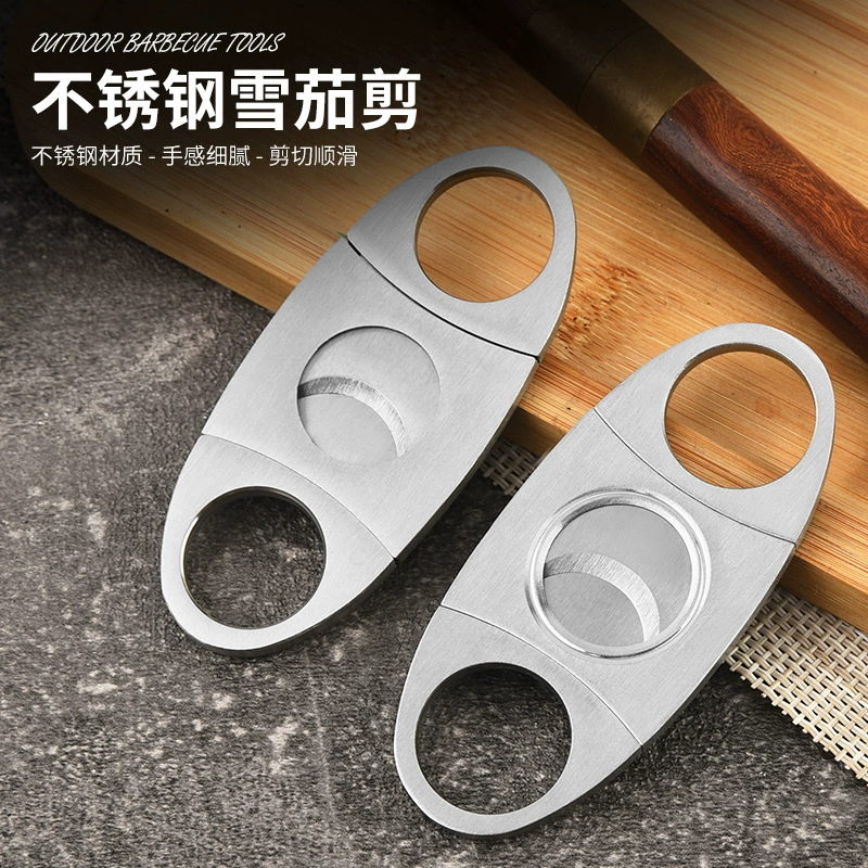 Производитель оптом нержавеющие ножницы для сигар бытовые портативные резаки для сигар двусторонние аксессуары для курения