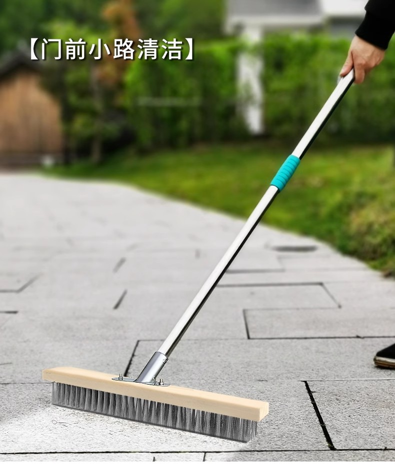 不锈钢柄洗地刷子长柄硬毛不锈钢丝地板刷神器强力清洁庭院工具刷-阿里巴巴