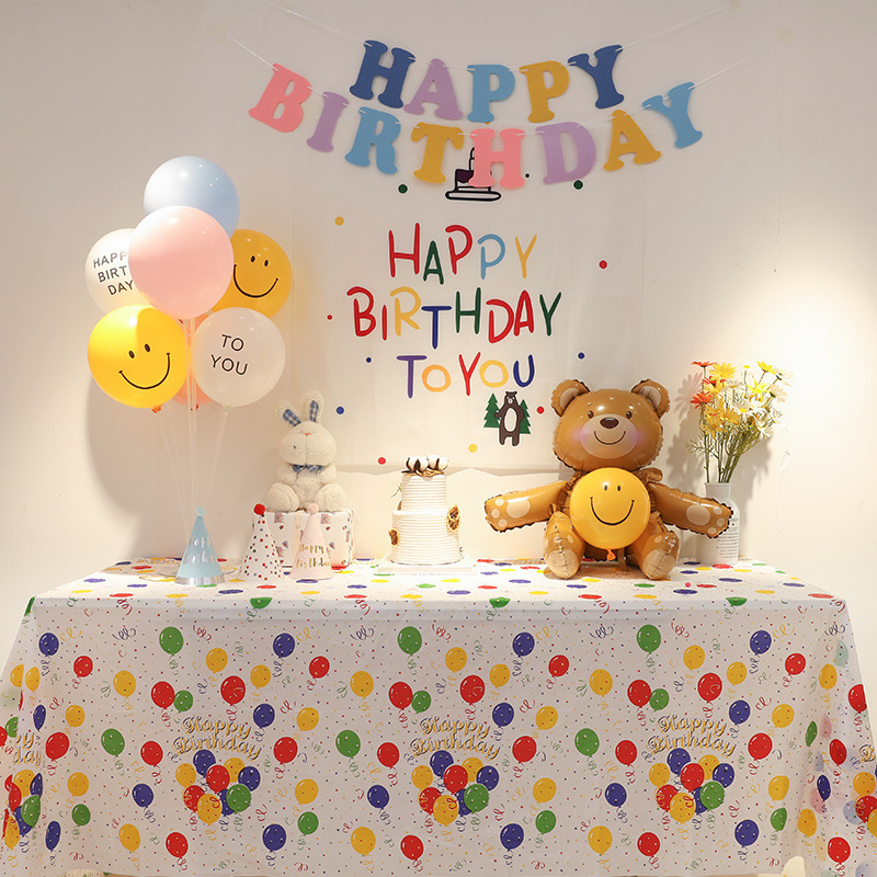 Disposable Tablecloth Rectangular Birthday Atmosphere Party ins Style Children's Plastic Household Picnic Photo Props