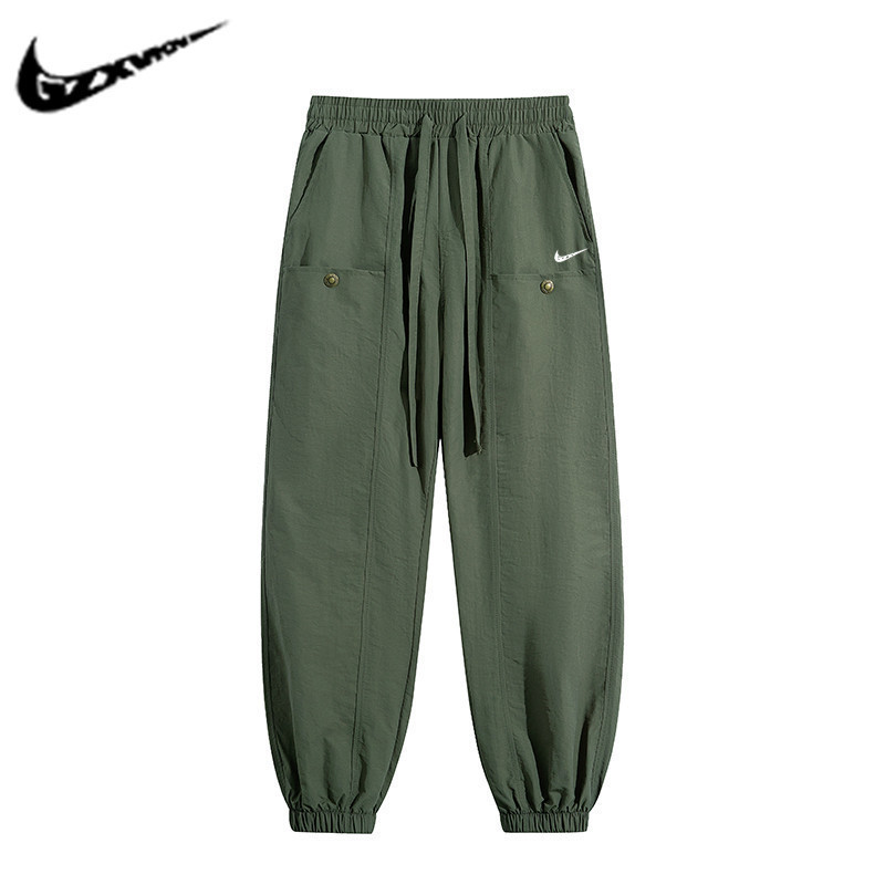 Cross-Border Men's Pants 2025 Retro Workwear Pants Men's Summer American Ice Silk Leggings Trendy Loose Casual Pants