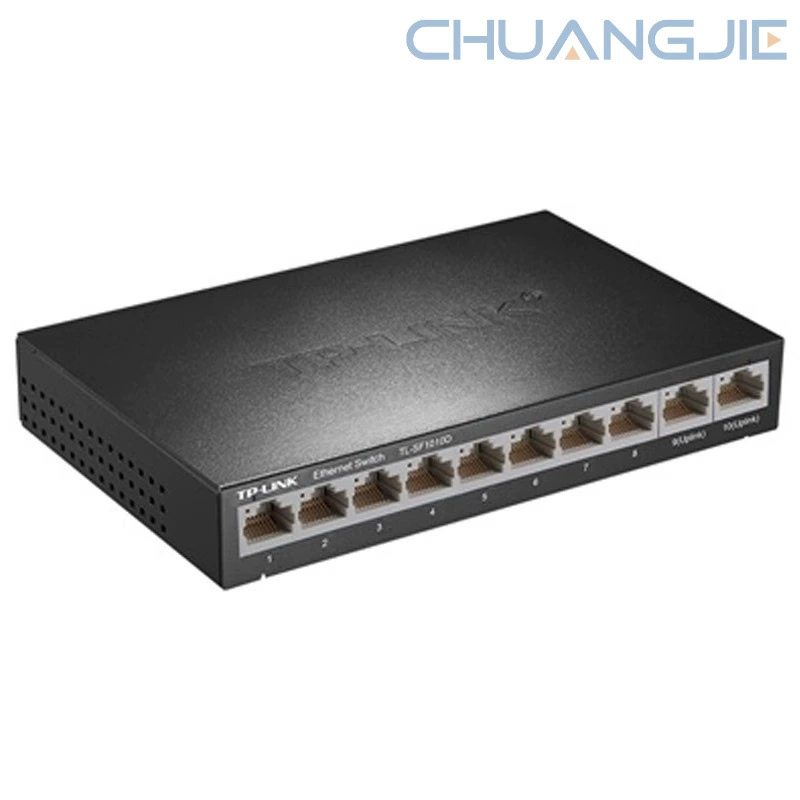 TP-LINK TL-SF1010D 10-портовый 100Мбит/с коммутатор с двумя портами верхнего соединения, предназначен для мониторинга безопасности