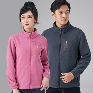 Winter Outdoor Couple's Fleece Coat Thickened Fleece Coat Women's Vertical Collar Sweatshirt Coat Rush Jacket Inner Liner for Men