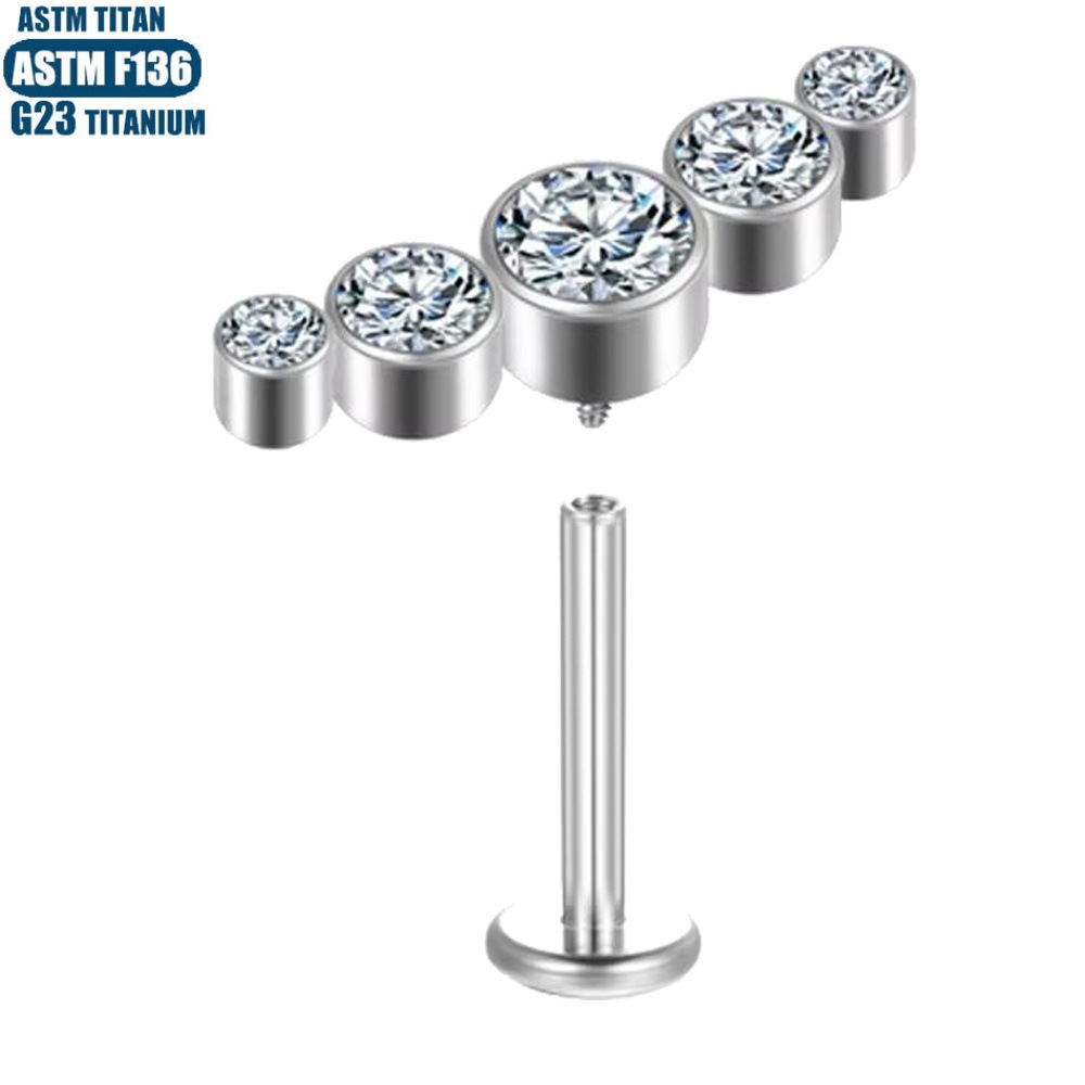 16G labret stud size and finish detail