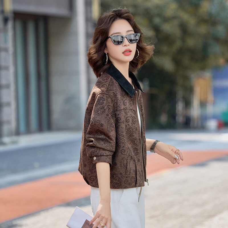 又a又飒美拉德印花短外套女春秋2025年新款韩系气质休闲复古夹克|undefined