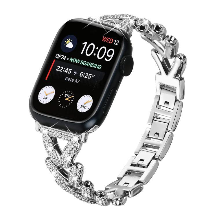 xDfind Correa de metal con diamantes de lino para Apple Watch 38 / 40 / 41 / S10 42mm 20m