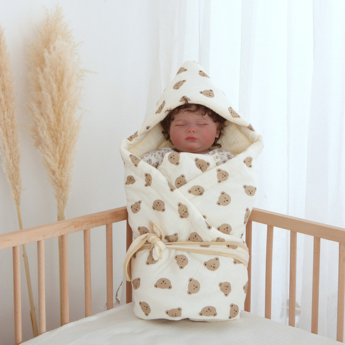 Gauze quilted baby quilt, crepe soy fiber newborn quilt, winter thickened children's outing quilt