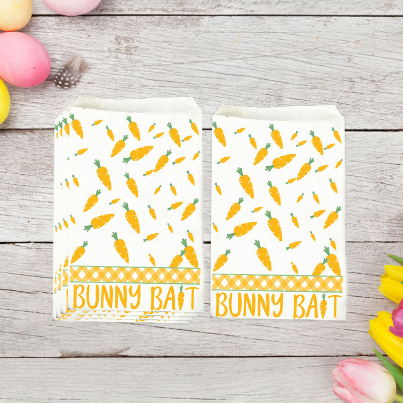 跨境复活节牛皮纸袋派对装饰礼品包装兔子胡萝卜礼品袋手提袋批发