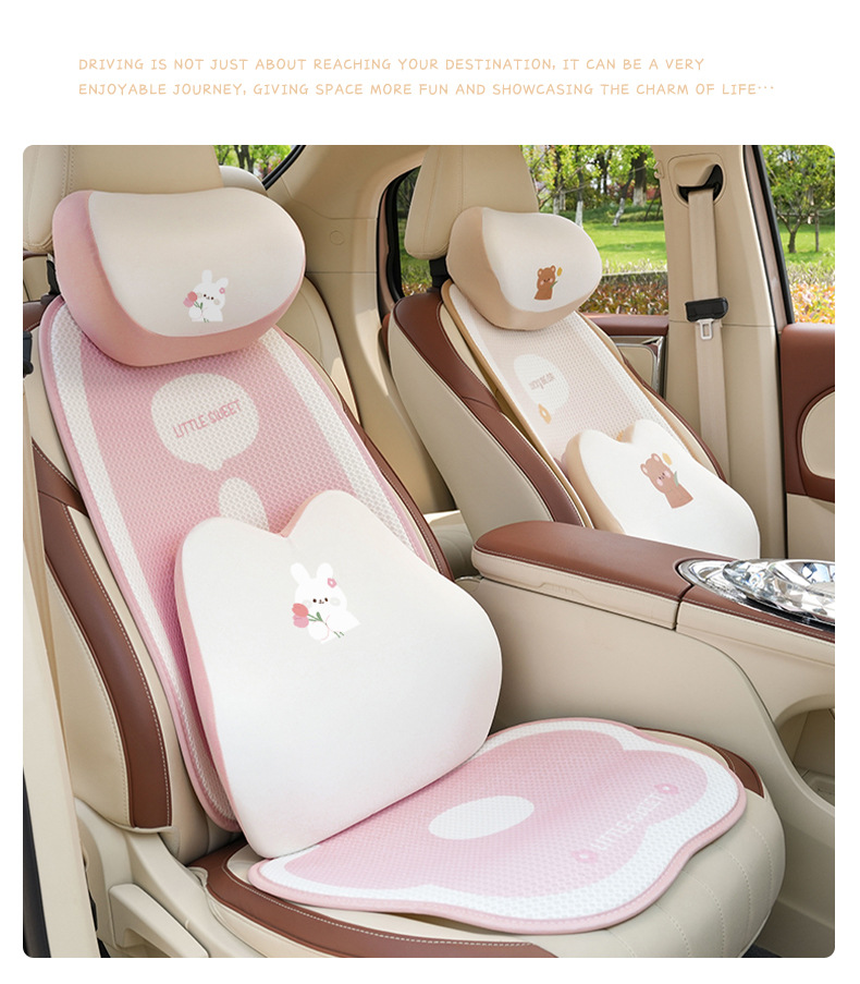Blue Rain Cartoon Car Seat Cushion Cute Bunny Comfortable Car Seat Cushion Universal for All Seasons Non-Slip Car Seat Cover