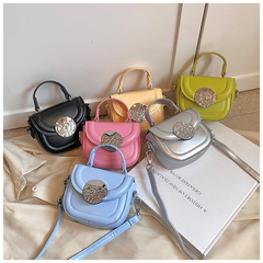Children's Fashion 2024 Summer Model with Large Round Buttons Children's Crossbody Bag Dopamine PU Baby Coin Sling Bag