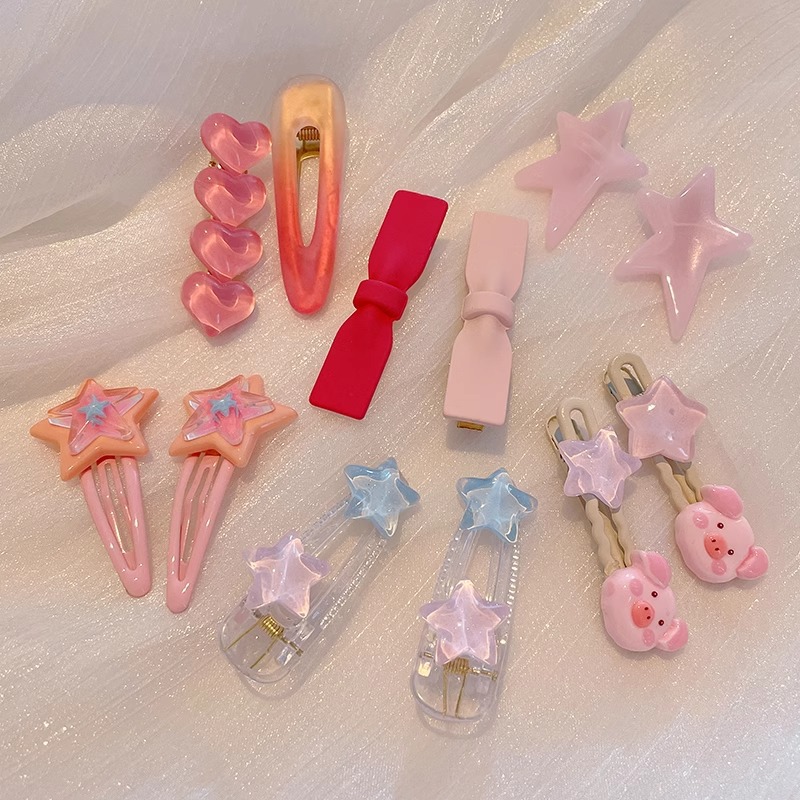 Rosa Linda estrella horquilla lado femenino clip de pelo amor de los niños BB clip de pelo roto horquilla bebé tocado