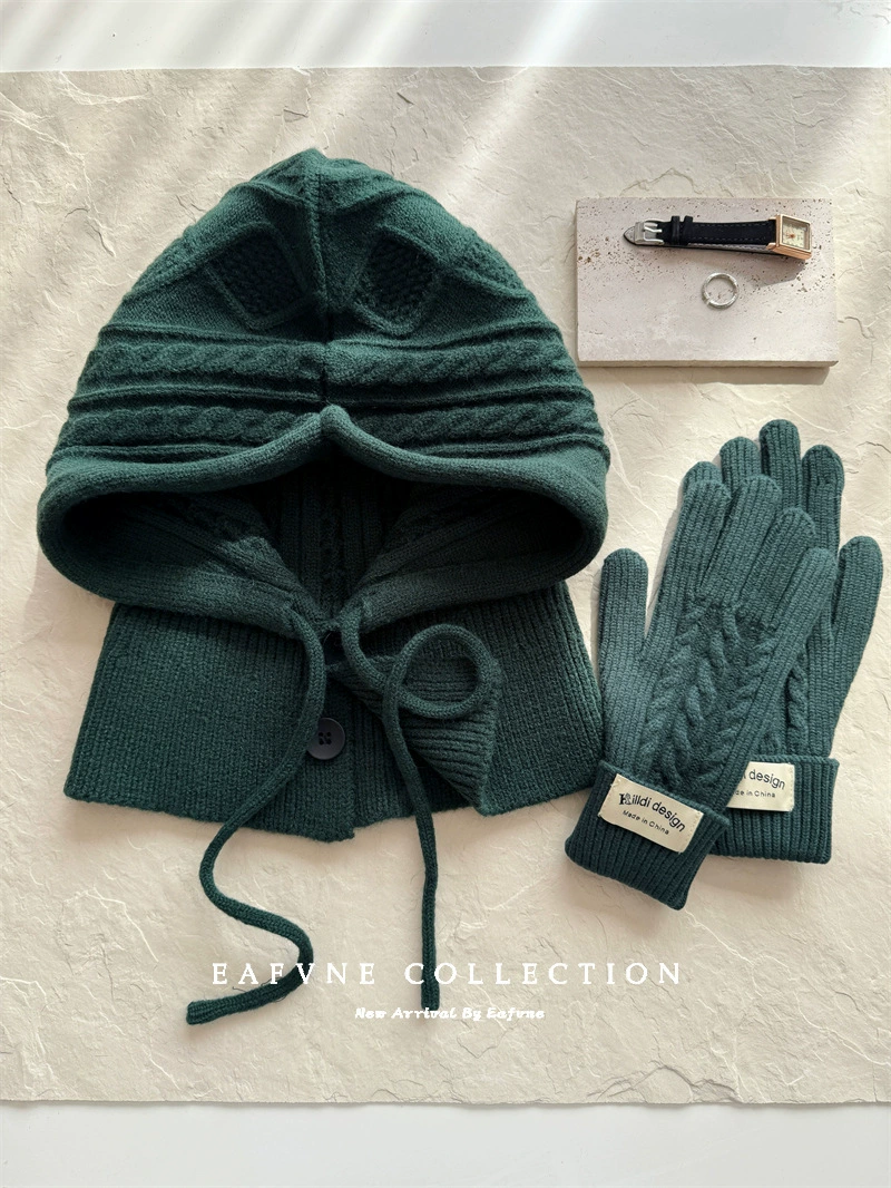 Retro winter keep warm scarf, woolen knitted hat, for beloved