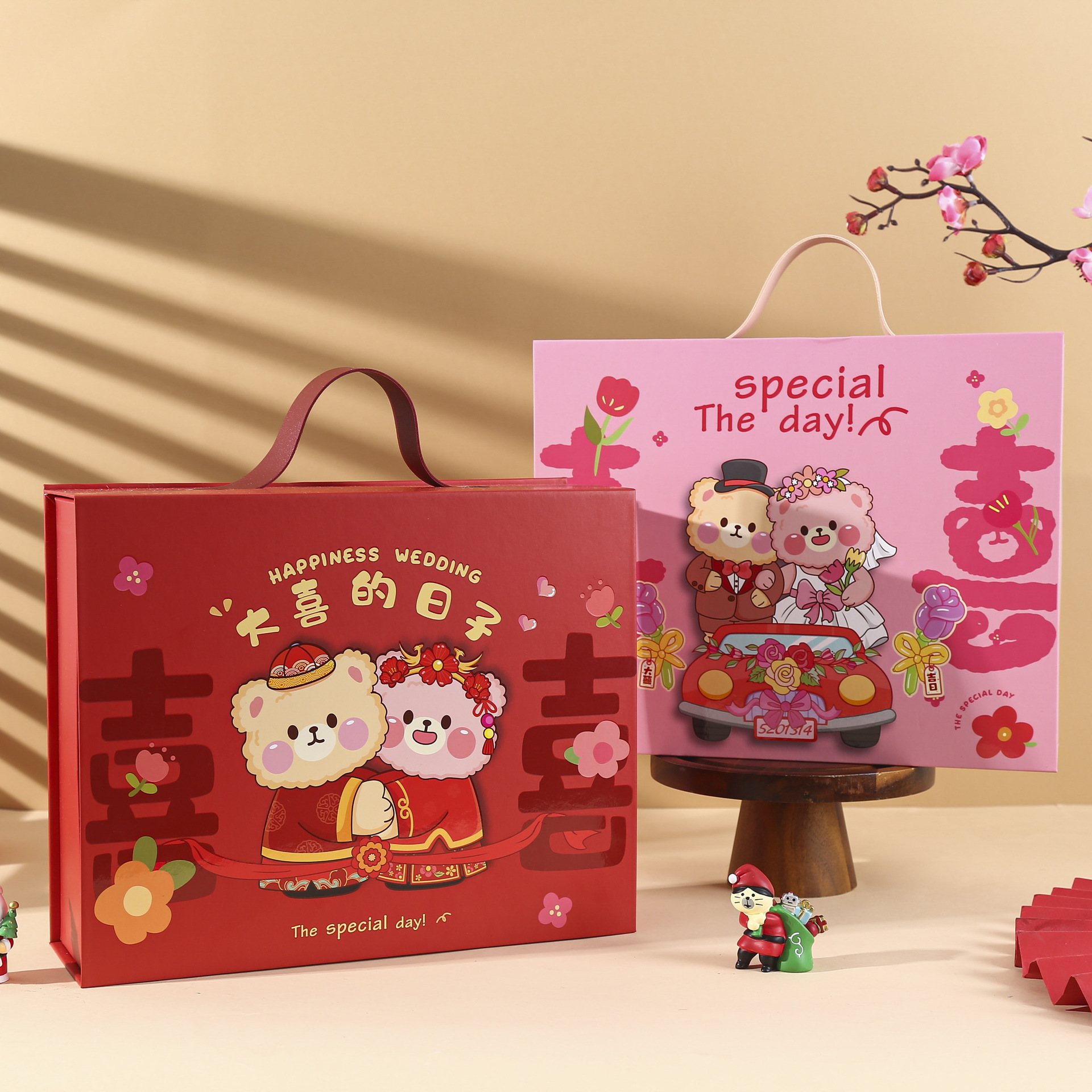 2026结婚可爱伴手礼盒手提卡通喜糖盒卡通人物回礼盒结婚伴手礼盒
