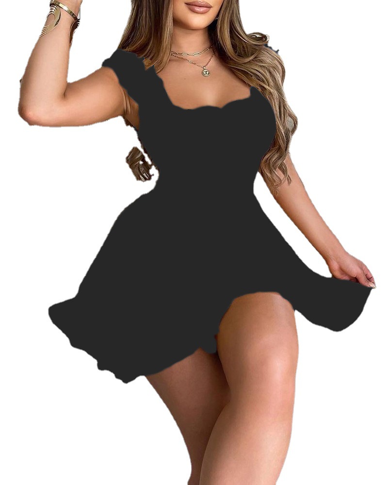 Vestido ajustado con cuello redondo para mujer, traje de Color con contraste Floral, novedad de verano_voghion.com