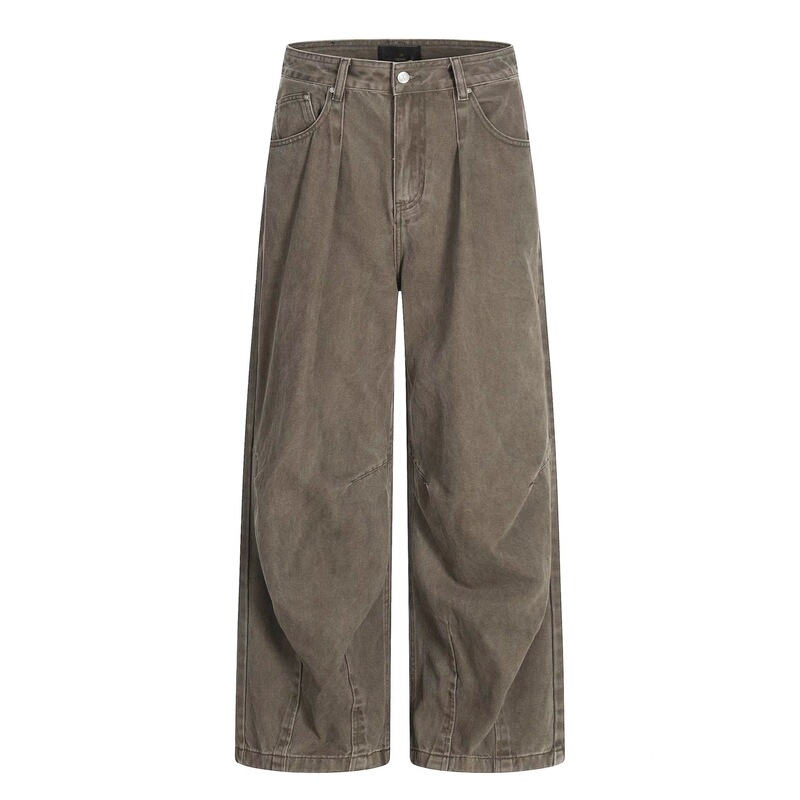 American Retro Washed Vintage Brown Straight-Leg Jeans for Men and Women, Loose Casual Wide-Leg Floor-Length Pants for Spring and Autumn American Retro Washed Vintage Brown Straight-Leg Jeans for Men and Women, Loose Casual Wide-Leg Floor-Length Pants for Spring and Autumn