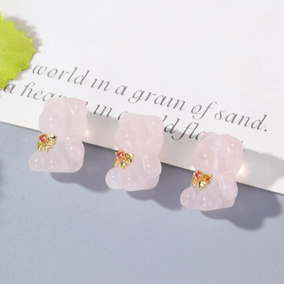 Natural Amethyst Pink Crystal: Zərgərlik ara hissələri - 6-gentleman-bear