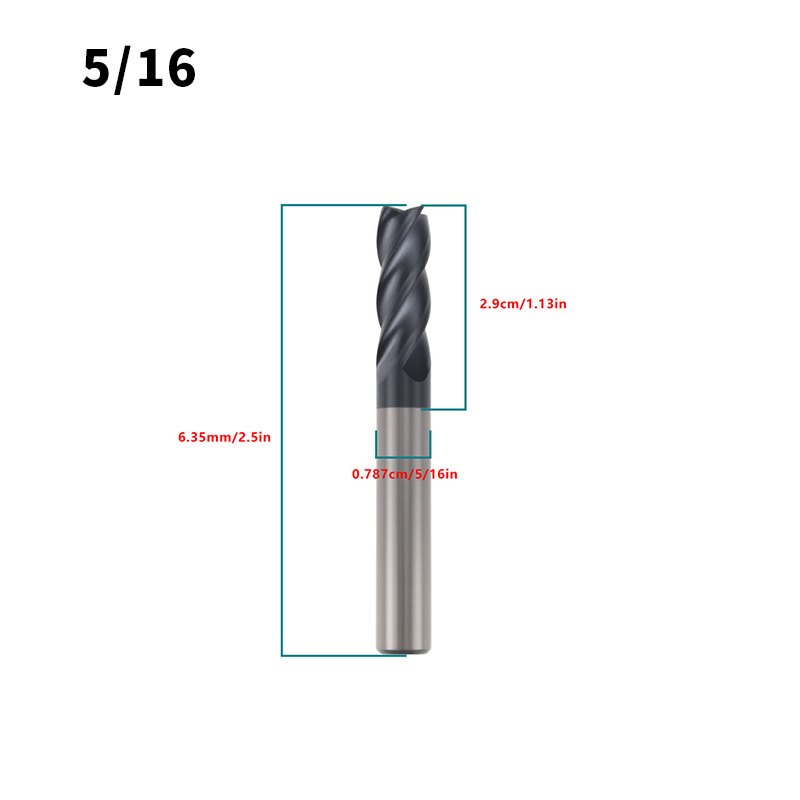 Fresadora de extremo de cuatro ranuras británica de acero de tungsteno 1/4 "3/8" 1/2 "5/8" 3/4 "cortador de fresado recubierto de AlTiN