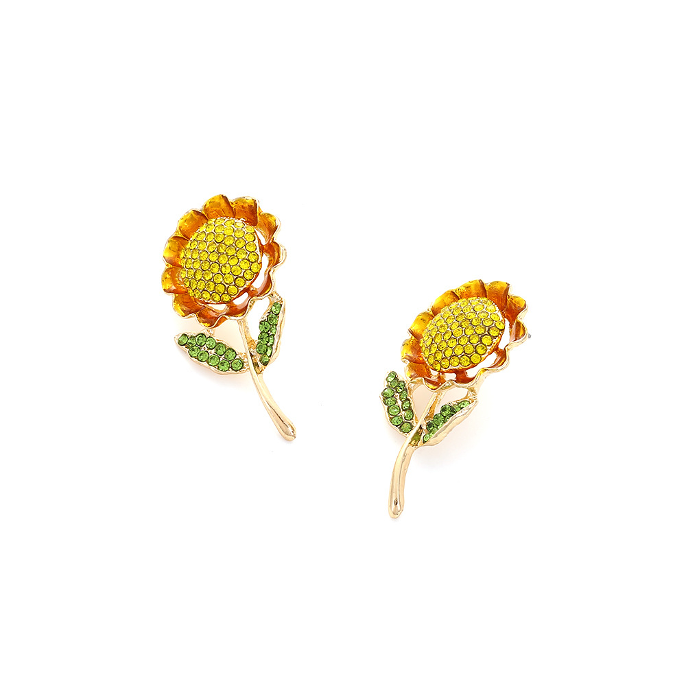 1 Paar Süss Pastoral Sonnenblume Legierung Strasssteine Ohrstecker display picture 4